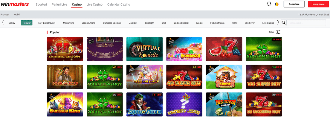Winmasters casino - Selecție de jocuri